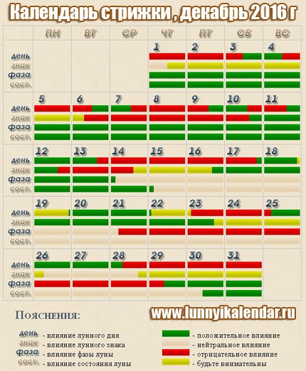 Календарь Стрижек Оракул Декабрь