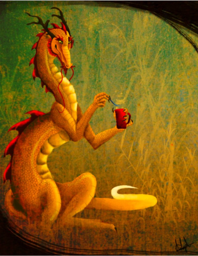 Дракон обед. Сказочный дракон. Дракон пьет чай. Дракон с чаем. Добрый дракон.