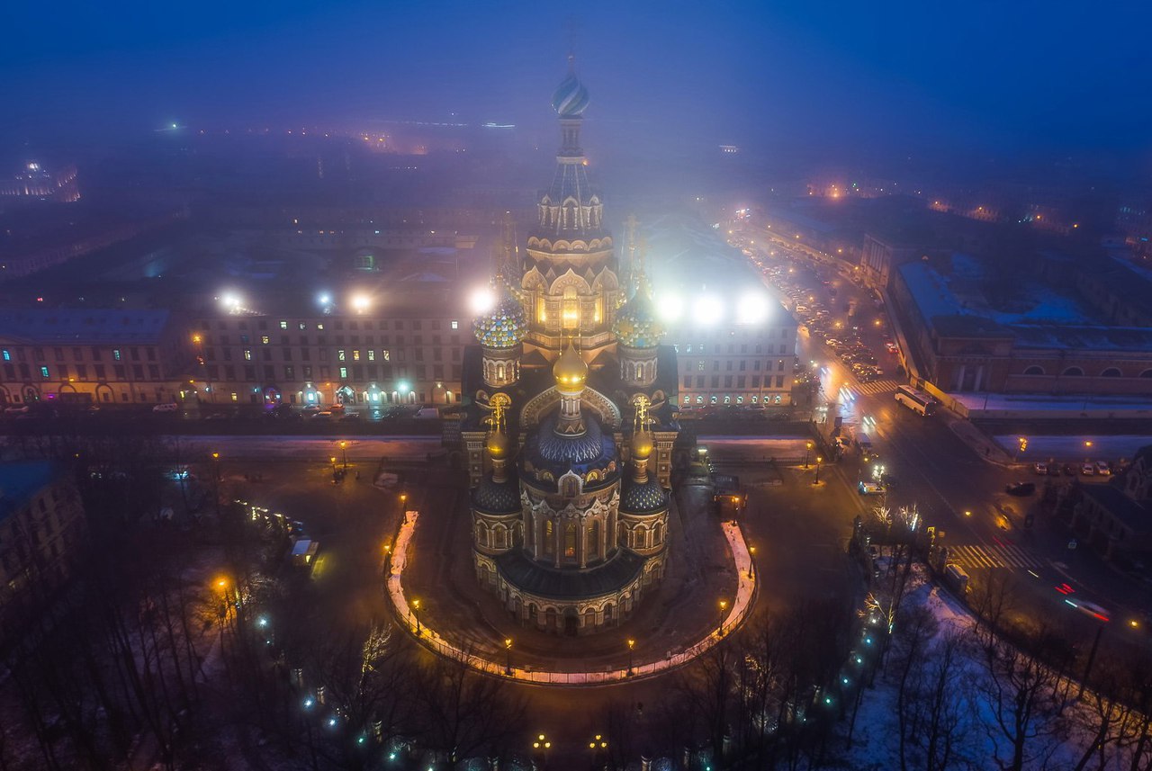 Храм Спаса-на-крови Санкт-Петербург с высоты птичьего полета