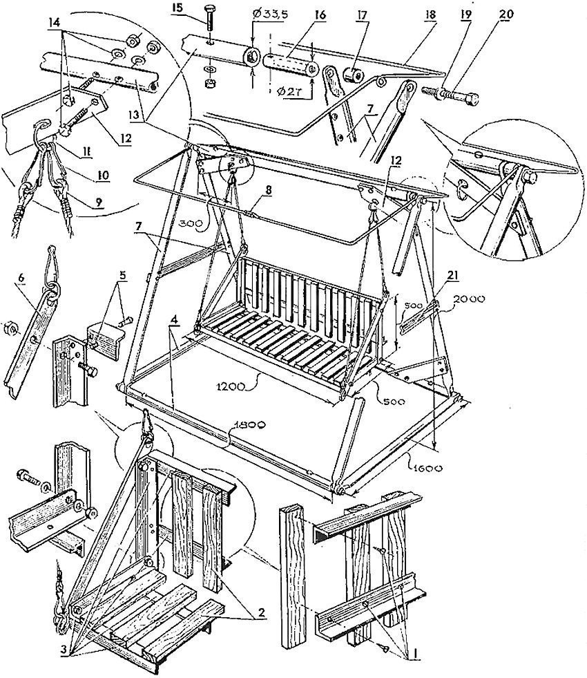 Сделать садовую качелю своими руками из металла чертежи как