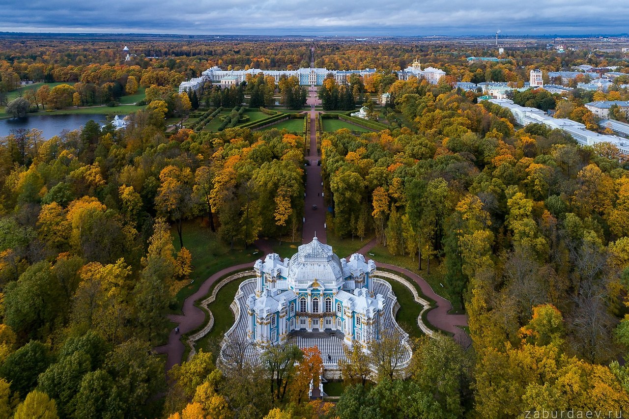 Город Пушкин Екатерининский парк с высоты