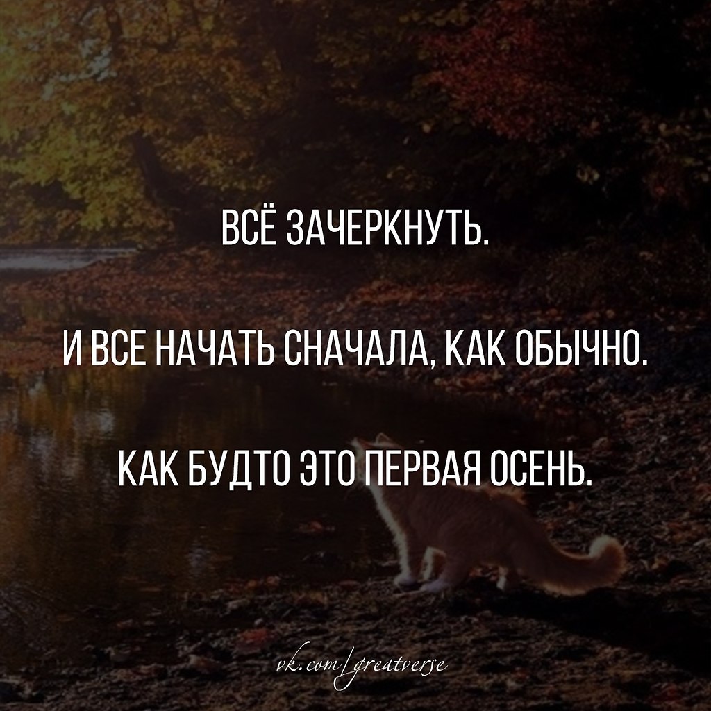 Жечь все и начать заново. С первым осенним холодком жизнь начнется сначала. Все зачеркнуть и все начать сначала как будто это первая.