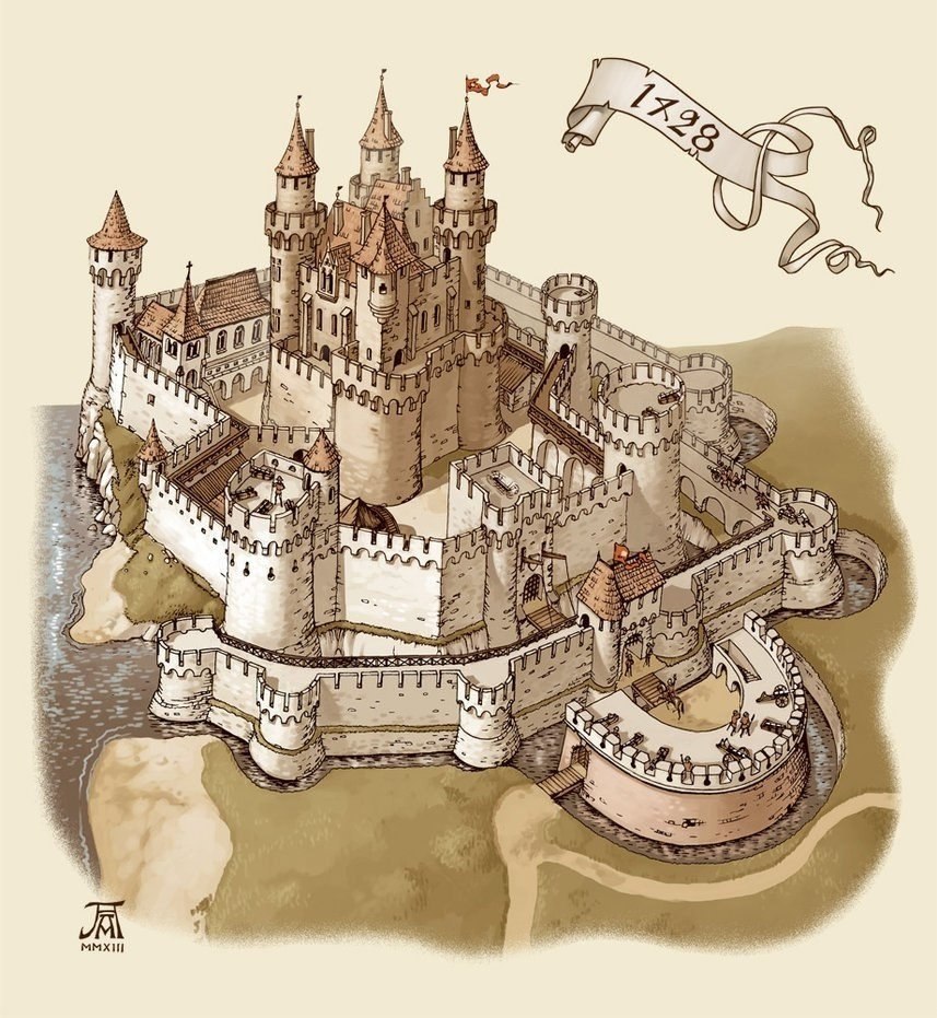 Эволюция средневекового замка в иллюстрациях от LEVALEUR