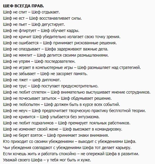 Шеф всегда прав картинки прикольные