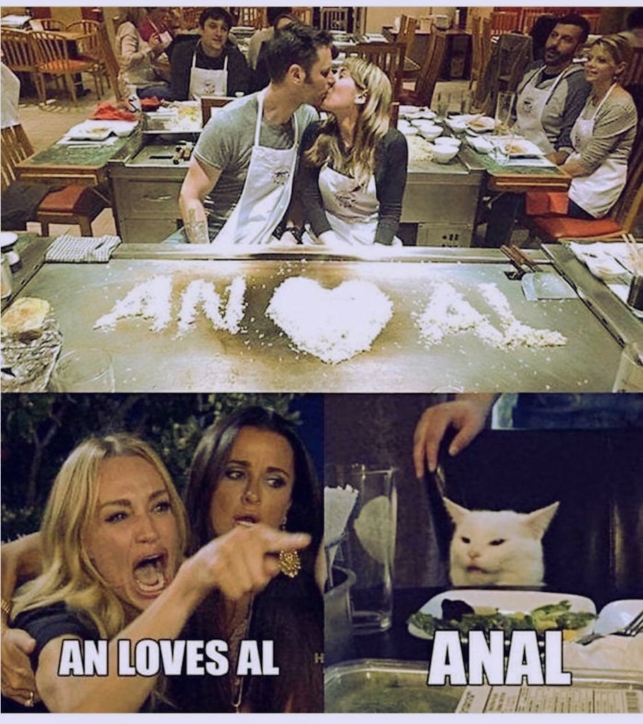 Мем с котом за столом и девушками