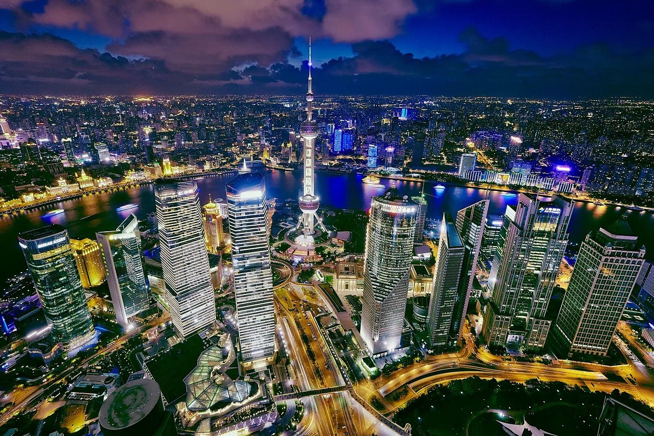 Ночной Шанхай вид сверху