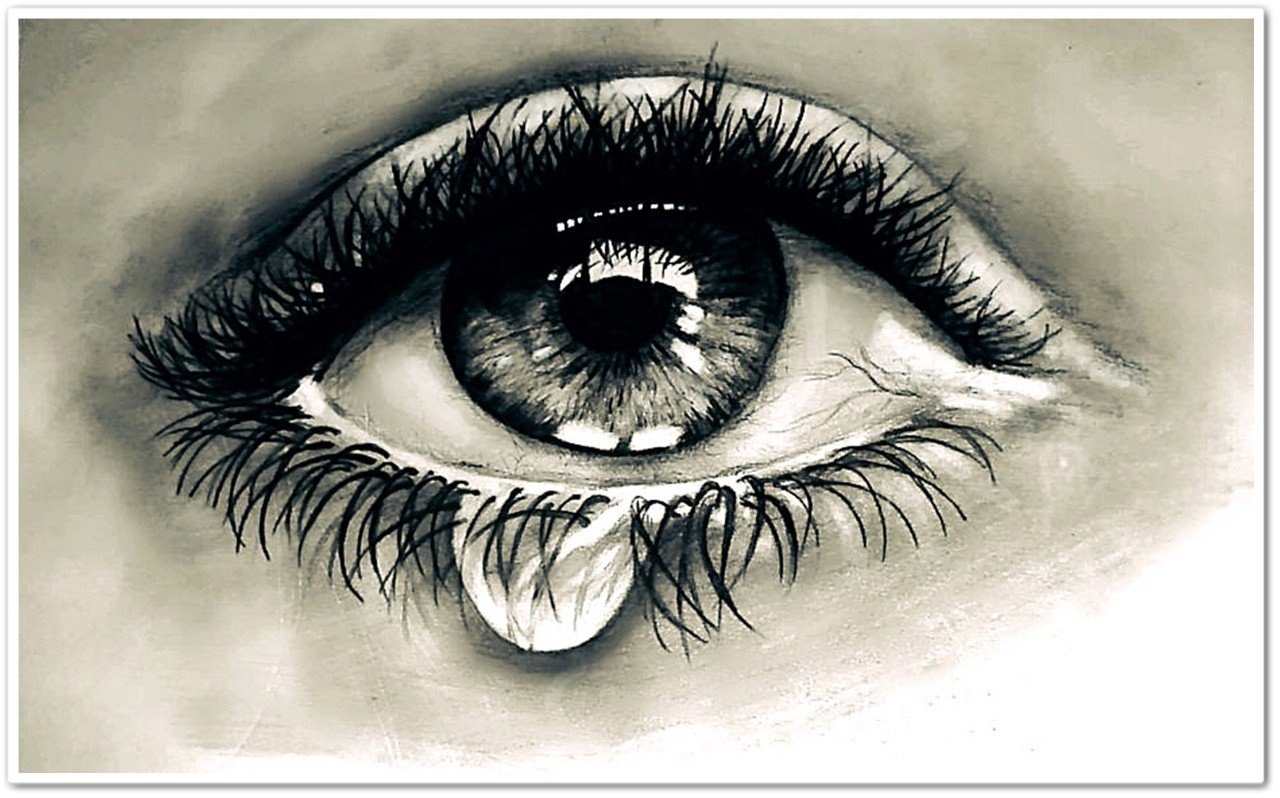 Девушка со слезами на глазах рисунок
