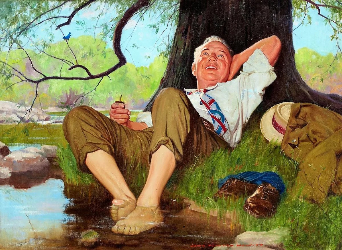 Необыкновенным рассказчиком. Джон Ховитт художник. Художник Джон Ньютон Ховитт. Сидит под деревом. Человек под деревом.