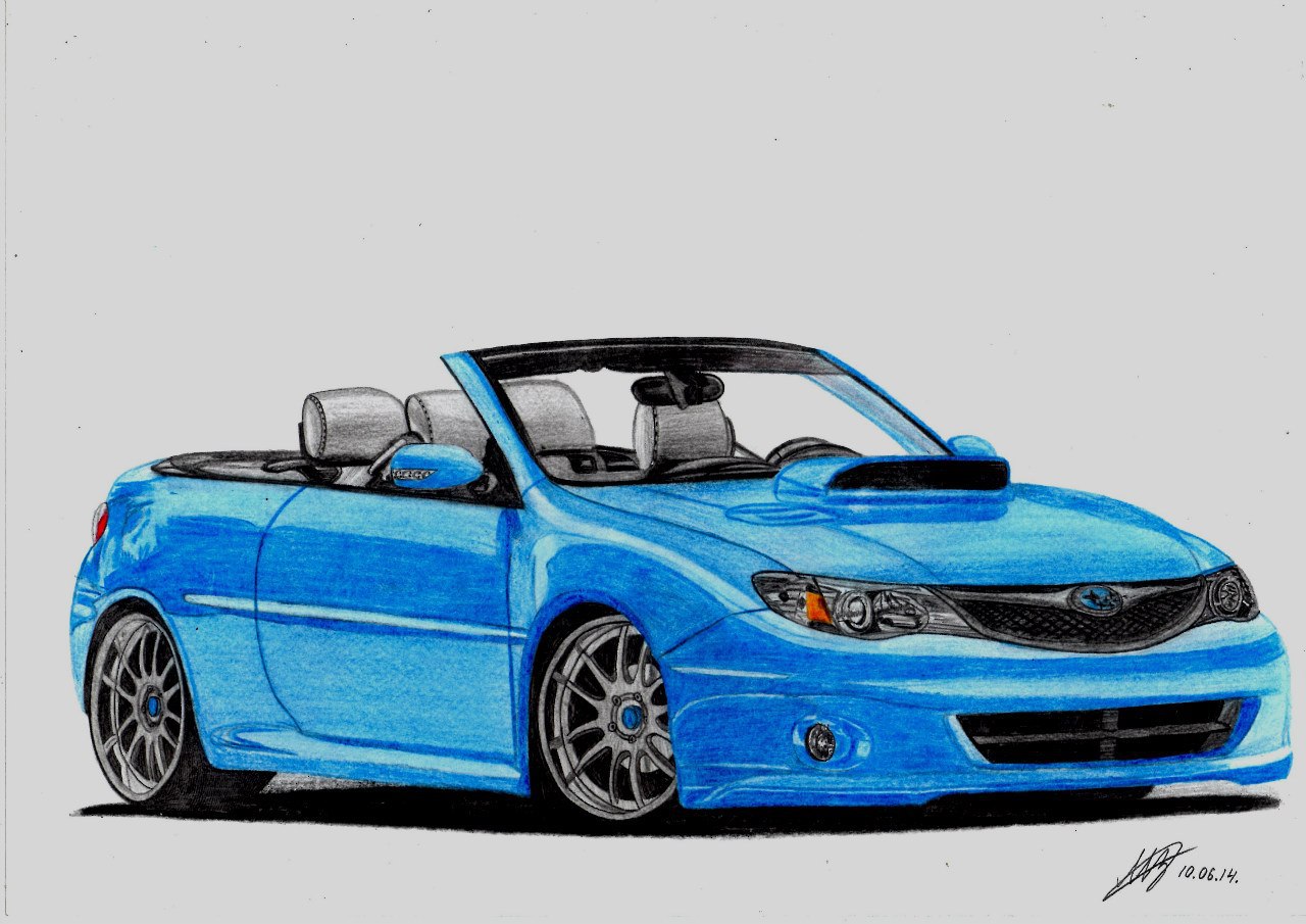Нарисованный синий кабриолет