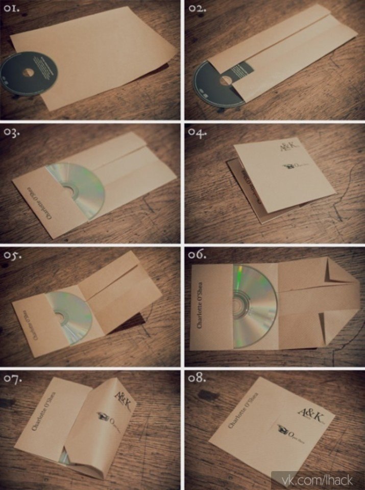 Что можно сделать из листка картона Как упаковать CD в лист A4. Просто и изящно.