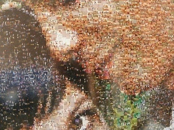 Картина составлена из 10000 маленьких фото, которые молодой человек собирал со дня знакомства с ...
