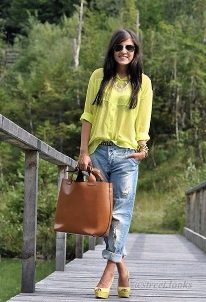 boyfriend jeans blouse - 7