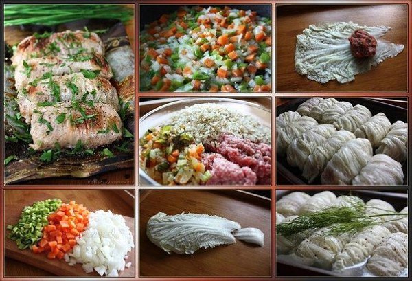 Голубцы из пекинской капусты.Очень вкусные и нежные!Необходимо:Фарш говяжий – 400 гр.Пекинская ...
