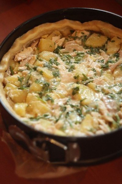 Пирог с курицей и картофелем. Идеальное сочетание! Тесто потрясающе нежное, но в то же время ... - 8