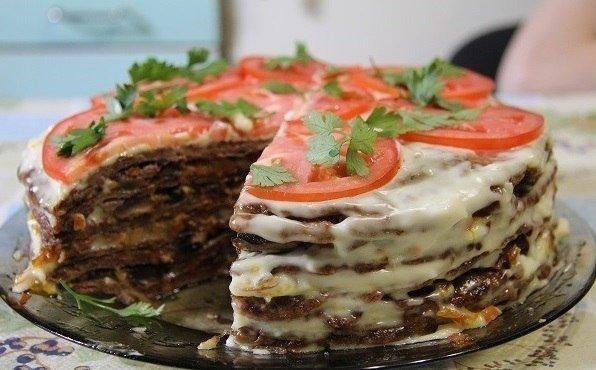 Печеночный торт.Ингредиенты:- печень-500г- Мука-2ст.ложки- Яйцо куриное-1шт.- Лук-2-3шт.- ...