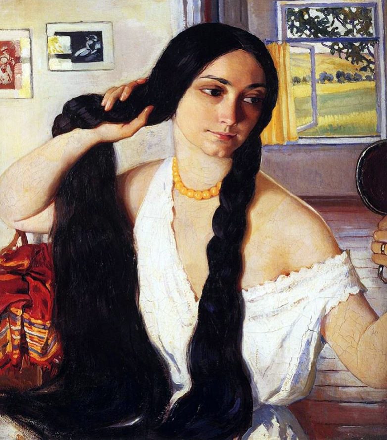 Серебрякова. Портрет о. Лансере. 1910 Г.. Черные волосы история