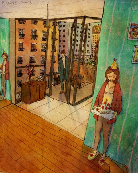 Художник «Puuung» рисует очень милые и теплые иллюстрации, в которых воплощает простые, но очень ... - 11