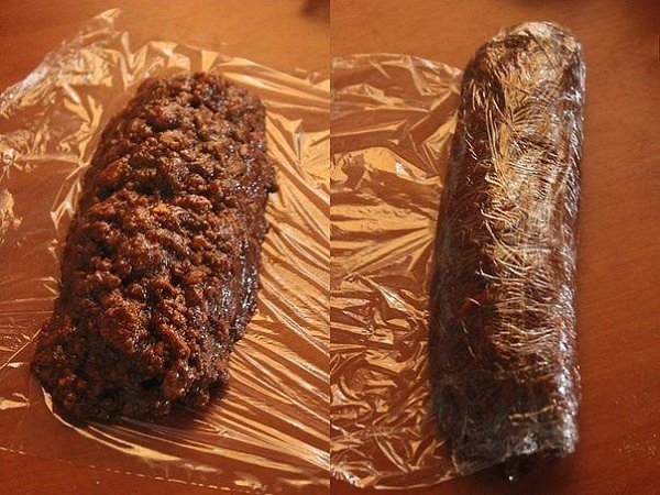 Чайная колбаска.Даже не ожидала, что это настолько вкусный десерт! Поскольку печенье надо крошить не ... - 6