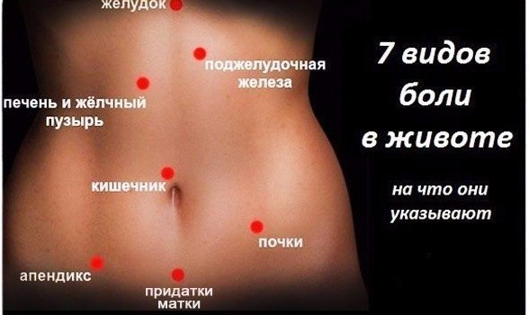 7 ВИДОВ БОЛИ В ЖИВОТЕ: 1. Боль в самом верху по центру, под ложечкой - это указывает на гастрит, Но ...