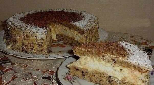 Торт "Киевский" Ингредиенты: Для коржей: 8 яичных желтков 1,5 стакана сахара 200 ...