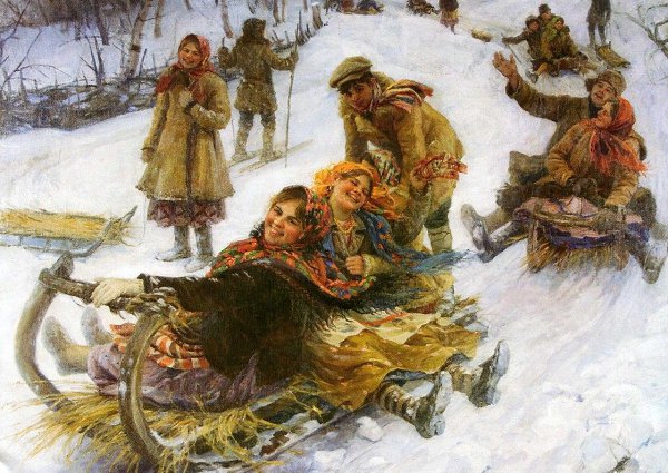 Зимние деревенские забавы в картинах русского художника Федота Васильевича Сычкова. - 2