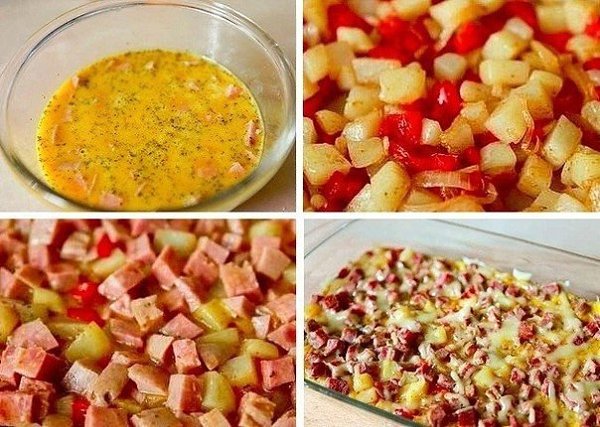Фриттата по-испански.Ингредиенты:Картофель — 3 шт.Репчатый лук — 1 шт.Болгарский перец красный — 1 ... - 3