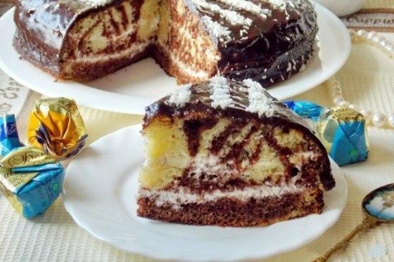 Торт зебра.Очень вкусненький и аппетитный торт зебра от которого все будут просто в восторге, а за ...