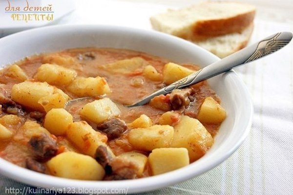 Картошечка, тушенная с мясом (как в д/садике). Время приготовления: 60 минут Порций: 6 Вам ...