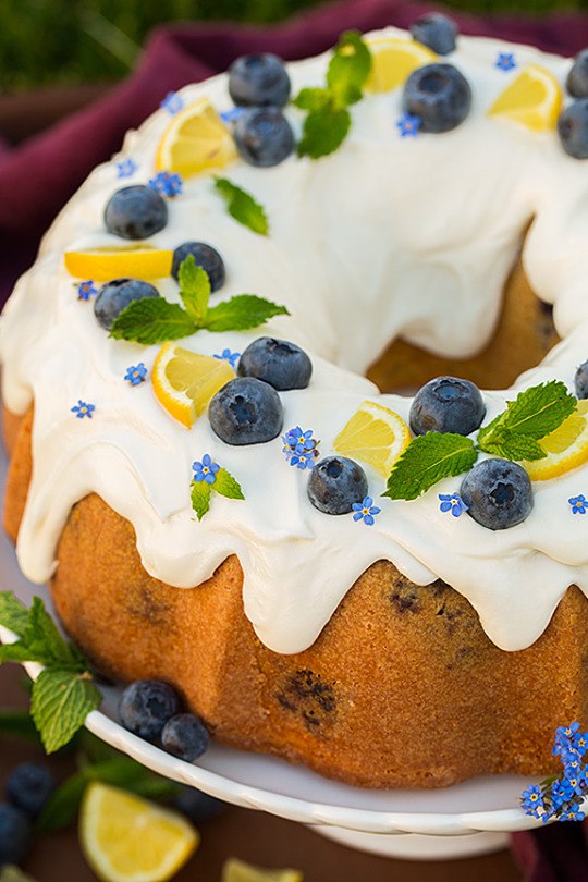 Lemon Blueberry Bundt Cake with Lemon Cream Cheese Icing