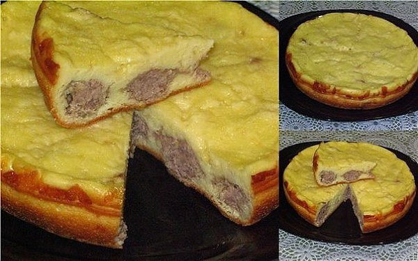 Пирог с мясными шариками.Состав: Сметана — 1 баночка (250г)Яйцо — 3 штРазрыхлитель — 1ч.л.Мука ... - 4