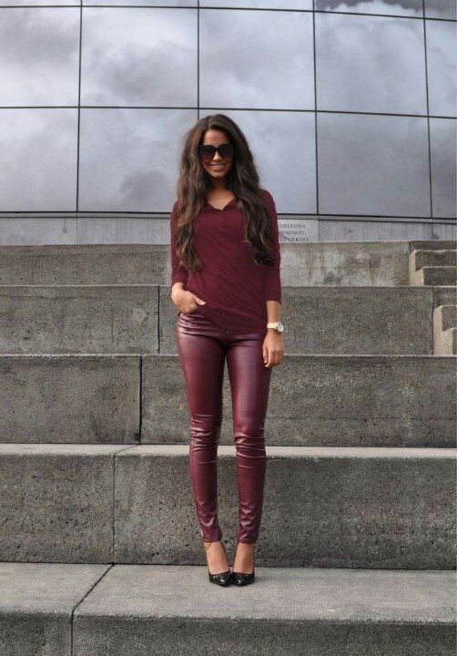 Total burgundy looks. - 2