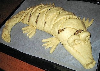 Мясной пирог «Крокодил». Ингредиенты Для теста: 1 пакетик сухих дрожжей (11 грамм) 2 ст. ложки ... - 5