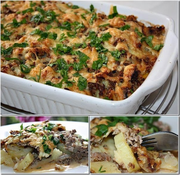 Картофельная запеканка с фаршем и грибами.Быстрая, сытная и очень вкусная запеканка!Количество ...
