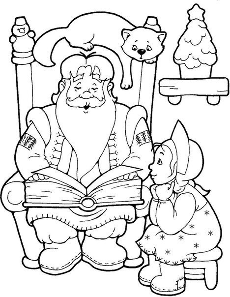 2. Как нарисовать Деда Мороза с ёлкой