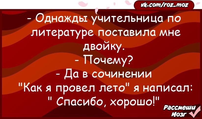 Однажды учительница. Анекдот про учительницу литературы.