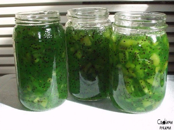 Изумрудное варенье из киви.Варенье очень вкусное и необычайно красивое!Ингредиенты:-5 киви-1 банан-1 ...