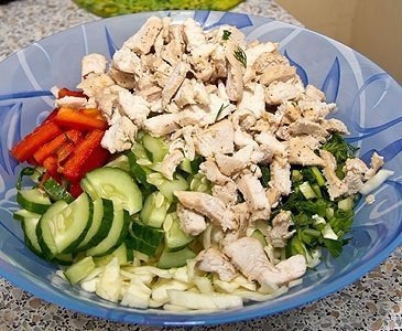 Шаверма. Ингредиенты: Куриная грудка (или другое мясо) - 1 шт. Капуста - 1/2 вилка Огурцы - 2 шт. ... - 5