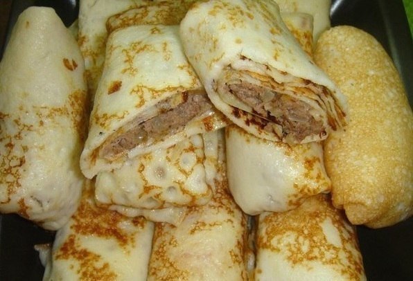 Блинчики с мясом. Простые и очень вкусные.Нам потребуется:мука пшеничная 8 столовых ложек, яйцо ...