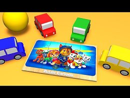 PAW Patrol. Puzzle cartoon with colored cars.