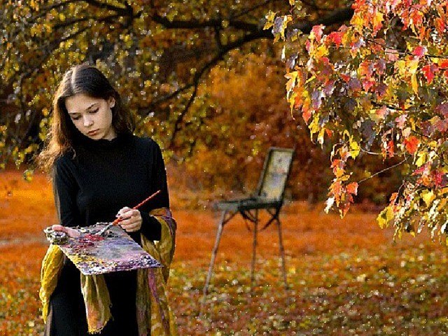 Я рисую красавицу-Осень.Без унылых и серых дождей. Солнце прячется между сосен, Со мной в прятки ...