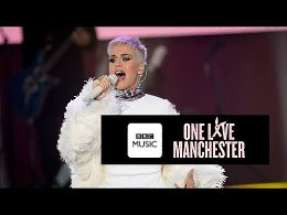 Katy Perry performs Roar at One Love Manchester.