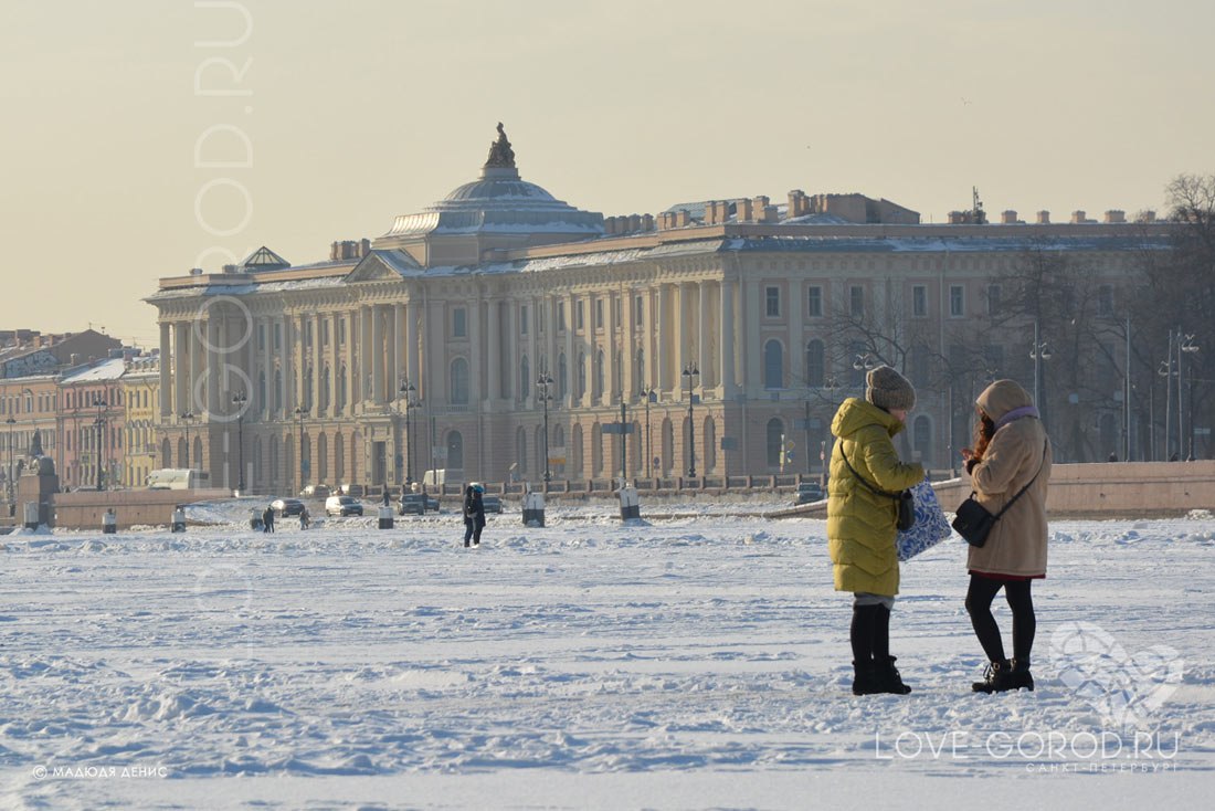 Город лов. Питер зимой семьей. Петербург зима люди. Зимний Питер вид от Академии художеств. Зимняя одежда Петербург.