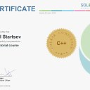 This is to certify that Danil Startsev has successfully completed the C++ Tutorial course. https://www.sololearn.com/Certificate/1051-3275919/pdf/   SoloLearn