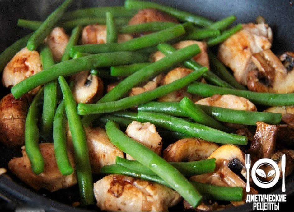 Тушёная стручковая фасоль с грибами - невероятно вкусный ужин! .на 100грамм - 57.97 ккалБ/Ж/У - ...