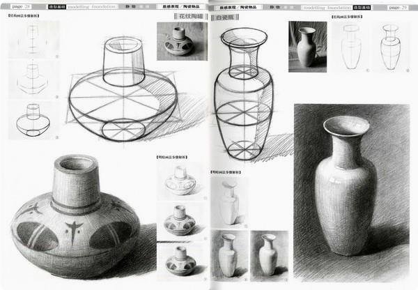 Конструктивный рисунок вазы карандашом