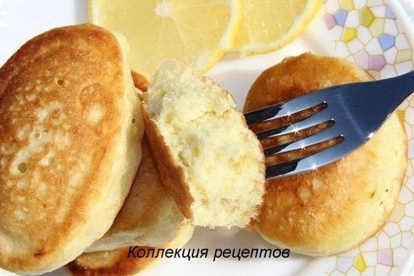 ПЫШНЫЕ ОЛАДЬИ БЕЗ ЯИЦ. ИНГРЕДИЕНТЫ: кефир - 300 мл; мука пшеничная - 450 г; сода - 1 ч. л.; лимон - ...