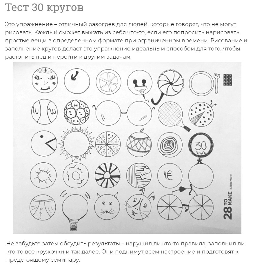 Задания на креативное мышление. Методика Вартегга круги. Методика 