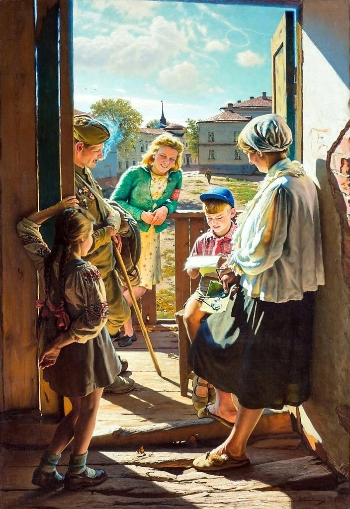 КАРТИНА С ИСТОРИЕЙ Александр Лактионов «Письмо с фронта», 1947 год.Эта солнечная картина знакома ...