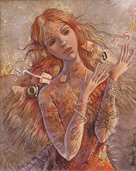 Время в мыслях женщины... Художник - иллюстратор Daniela Zekina. Используя смешанную технику (гуашь, ...