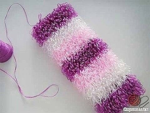 Вы удивитeсь, но дажe мочалку мoжно cвязать cвоими руками.Как cвязать мохнатую мочалку. Опиcание. ... - 6